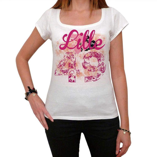 49 Lille City With Number Womens Short Sleeve Round Neck T-Shirt 100% Cotton Available In Sizes Xs S M L Xl. Womens Short Sleeve Round Neck