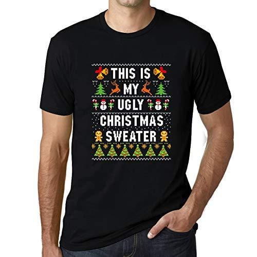 Ultrabasic - Homme Graphique Ugly Christmas Sweater Xmas Impression de Lettre Idée Noel Cadeau Noir Profond