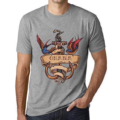 Ultrabasic - Homme T-Shirt Graphique Anchor Tattoo Ohana Gris Chiné