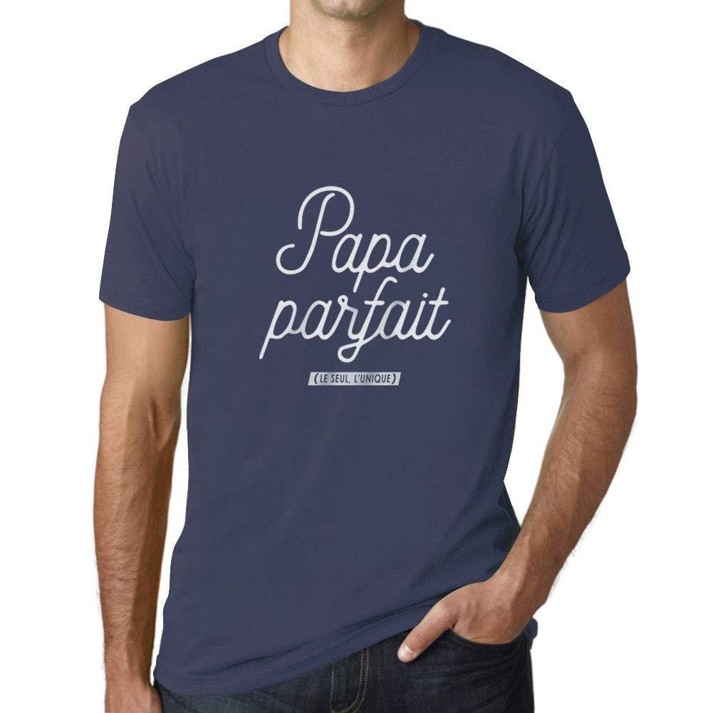 Ultrabasic - Homme Graphique Papa Parfait T-Shirt Marine Lettre Denim