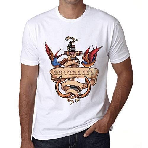 Ultrabasic - Homme T-Shirt Graphique Anchor Tattoo Brutality Blanc