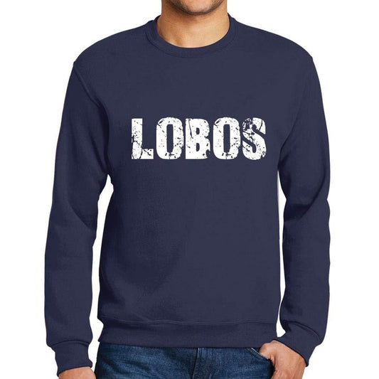 Ultrabasic Homme Imprimé Graphique Sweat-Shirt Popular Words Lobos French Marine