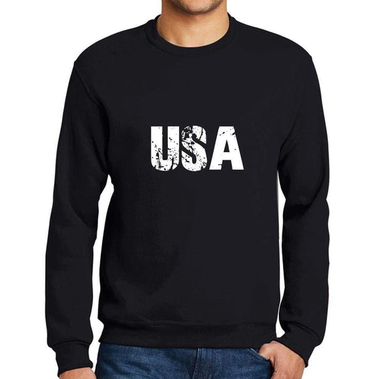 Ultrabasic Homme Imprimé Graphique Sweat-Shirt Popular Words USA Noir Profond