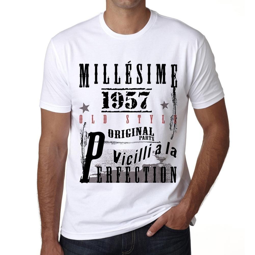 1957,Cadeaux,Anniversaire,Manches Courtes,Blanc,Homme T-Shirt