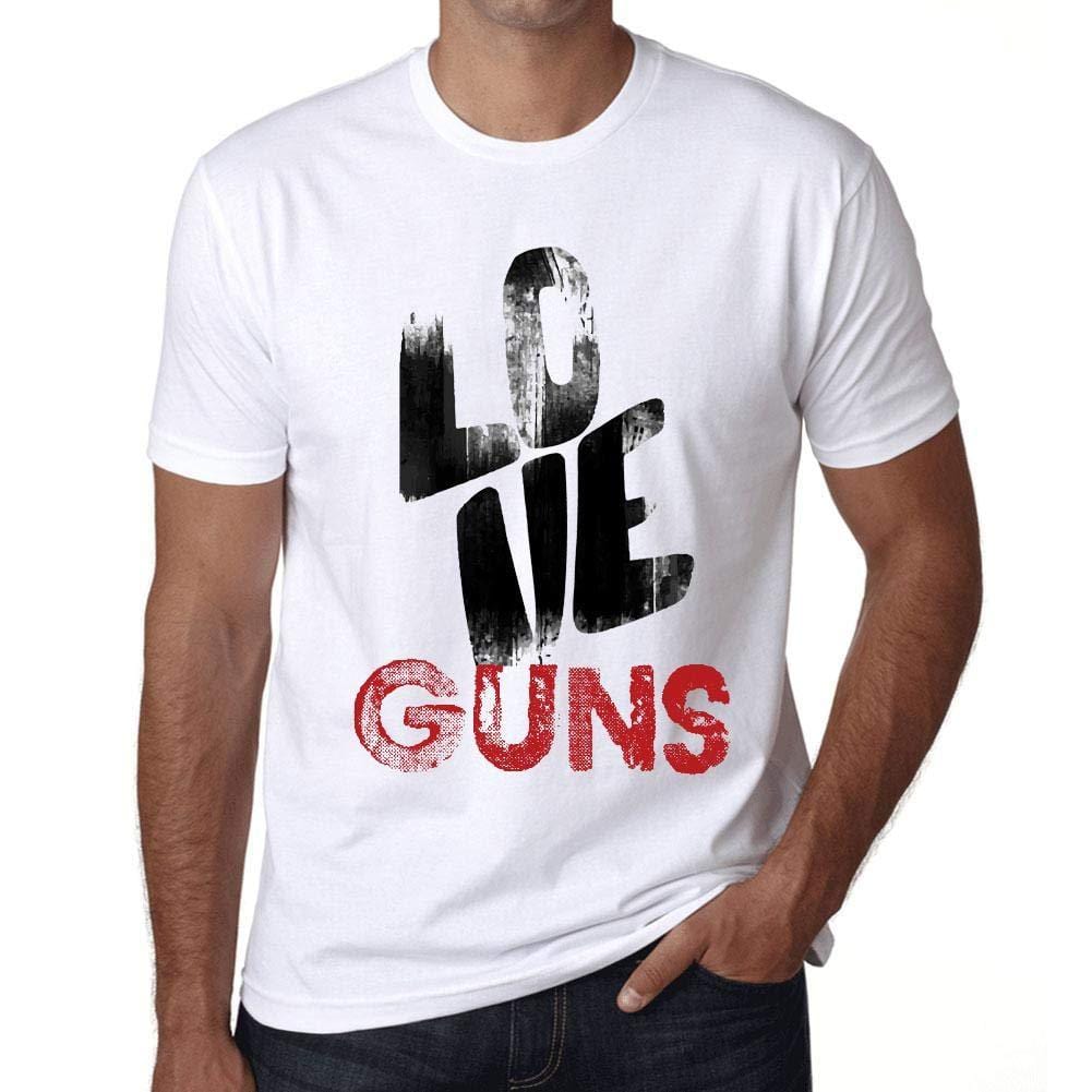 Ultrabasic - Homme T-Shirt Graphique Love Guns Blanc