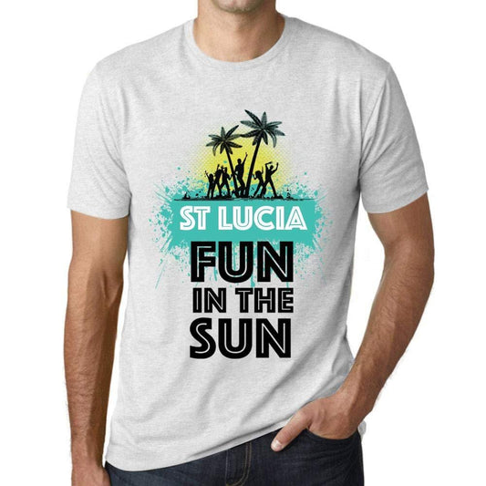 Homme T Shirt Graphique Imprimé Vintage Tee Summer Dance St Lucia Blanc Chiné
