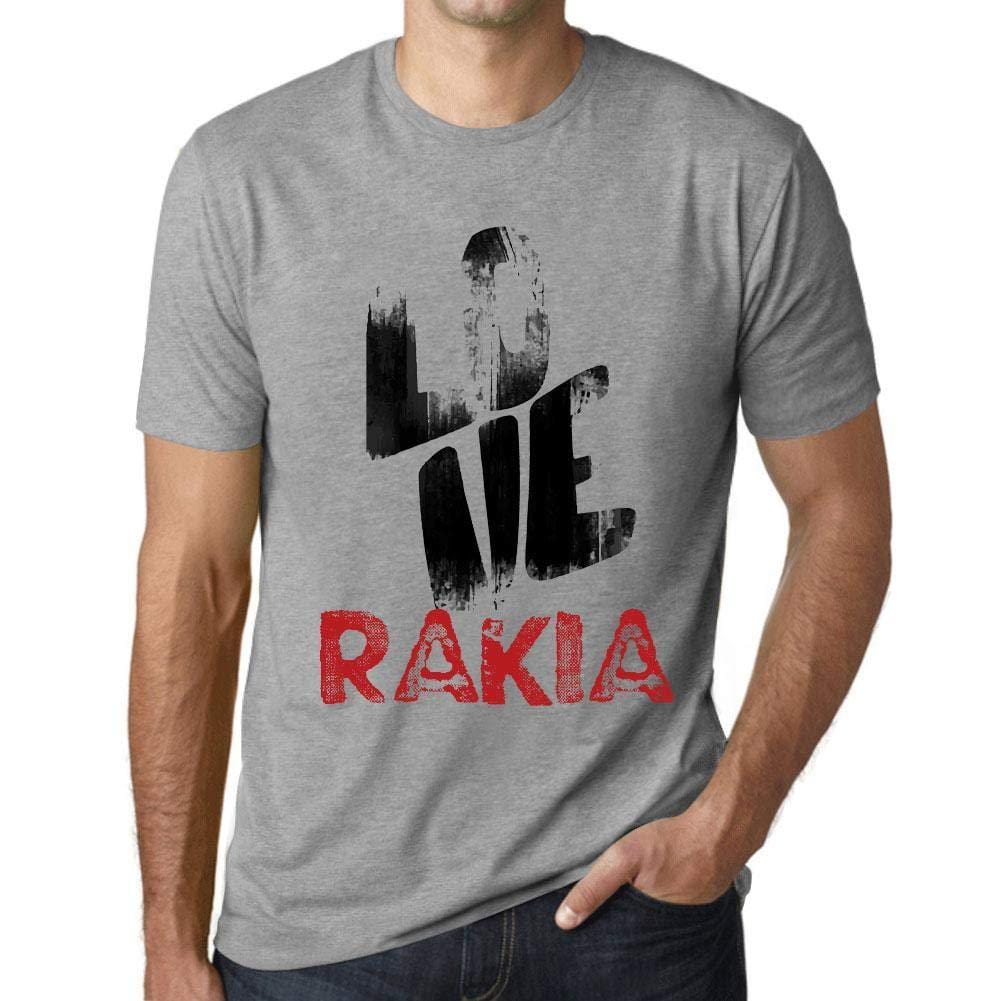 Ultrabasic - Homme T-Shirt Graphique Love RAKIA Gris Chiné