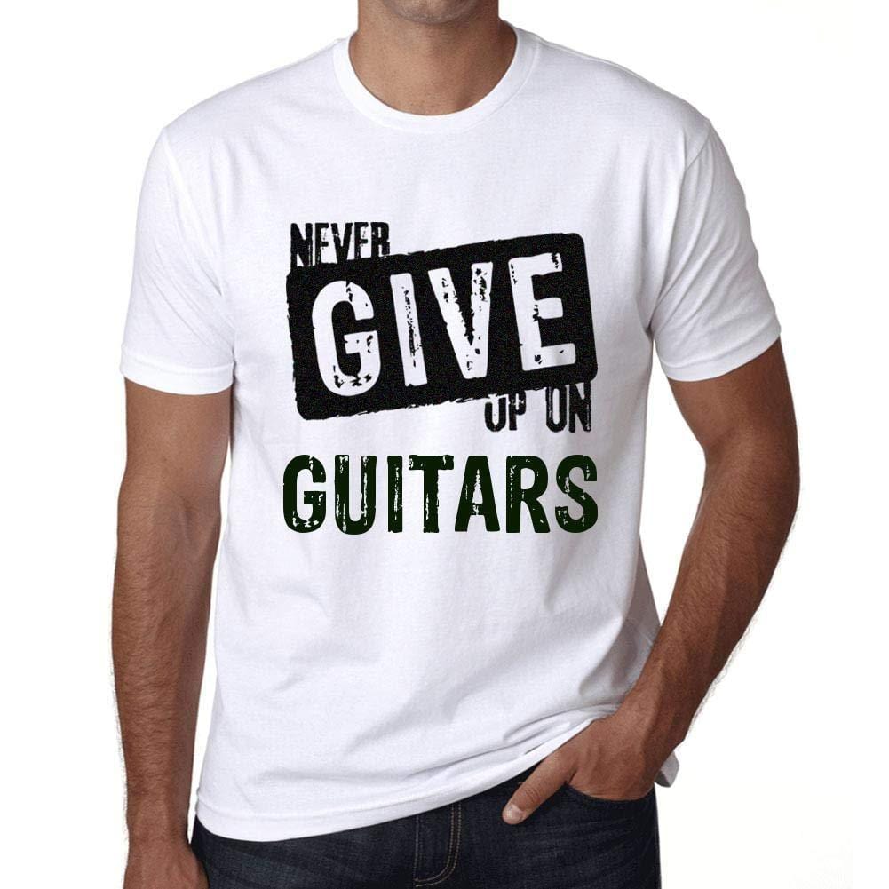 Ultrabasic Homme T-Shirt Graphique Never Give Up on Guitars Blanc