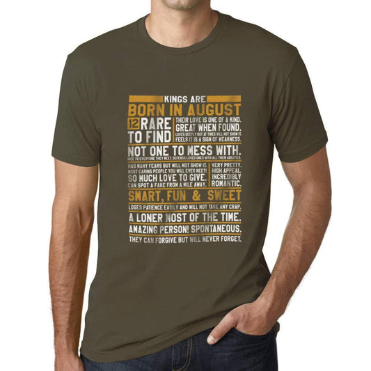 Ultrabasic - Homme T-Shirt Graphique Les Rois sont Nés en Août Imprimé T-Shirt Army