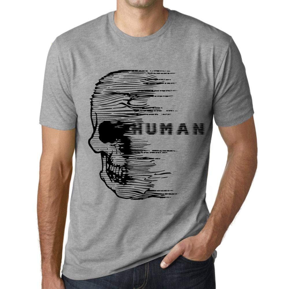 Homme T-Shirt Graphique Imprimé Vintage Tee Anxiety Skull Human Gris Chiné