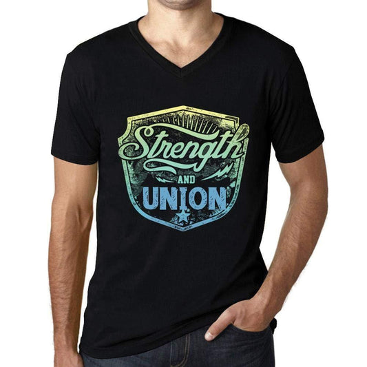 Homme T Shirt Graphique Imprimé Vintage Col V Tee Strength and Union Noir Profond