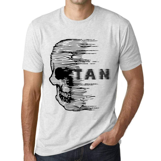 Homme T-Shirt Graphique Imprimé Vintage Tee Anxiety Skull Tan Blanc Chiné