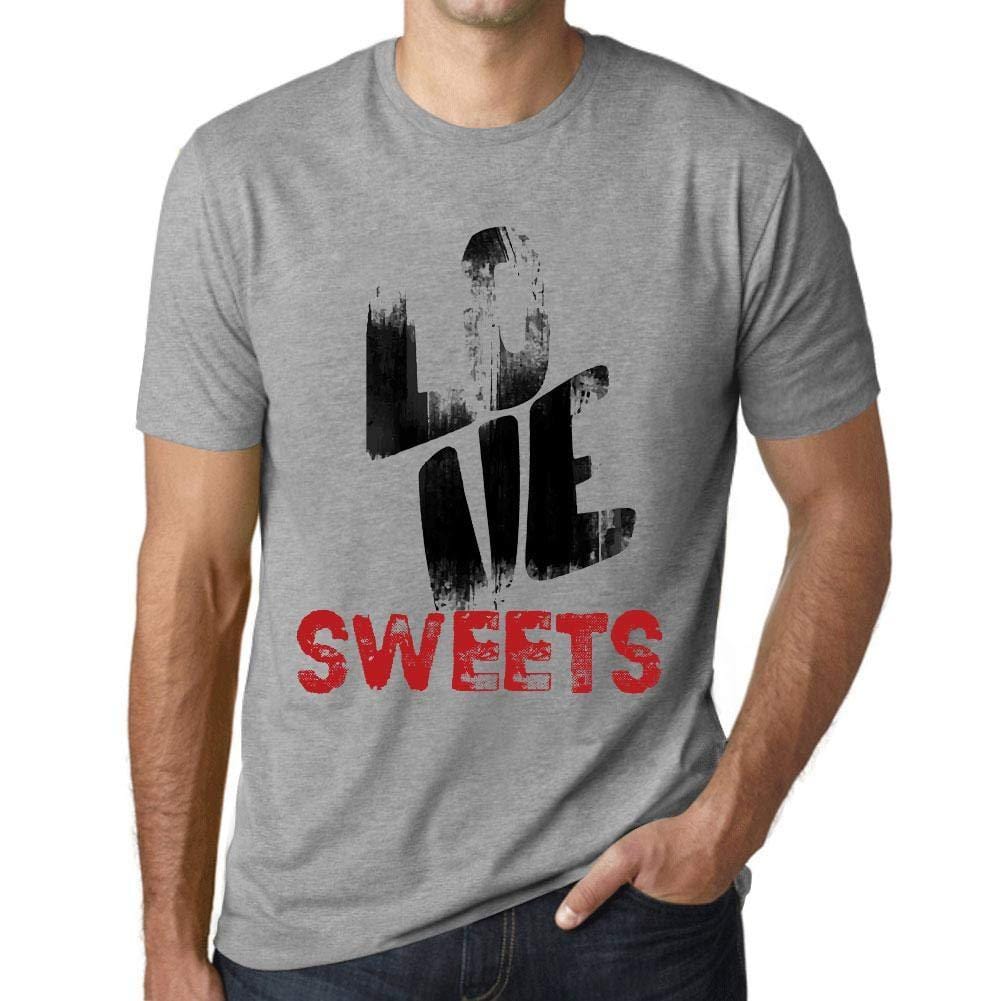 Ultrabasic - Homme T-Shirt Graphique Love Sweets Gris Chiné