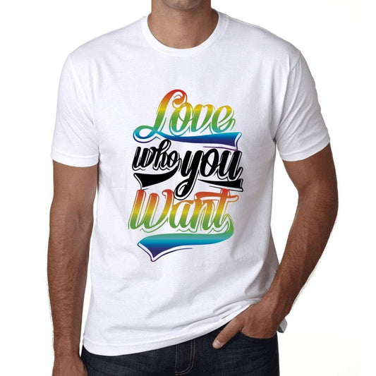 Ultrabasic Homme T-Shirt Graphique LGBT Love Who You Want Blanc