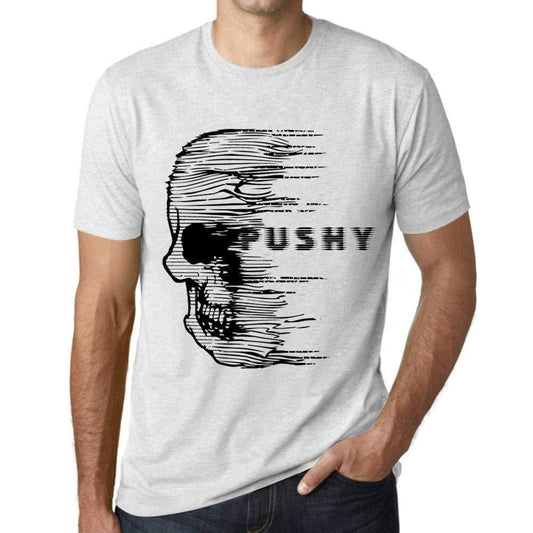 Homme T-Shirt Graphique Imprimé Vintage Tee Anxiety Skull Pushy Blanc Chiné