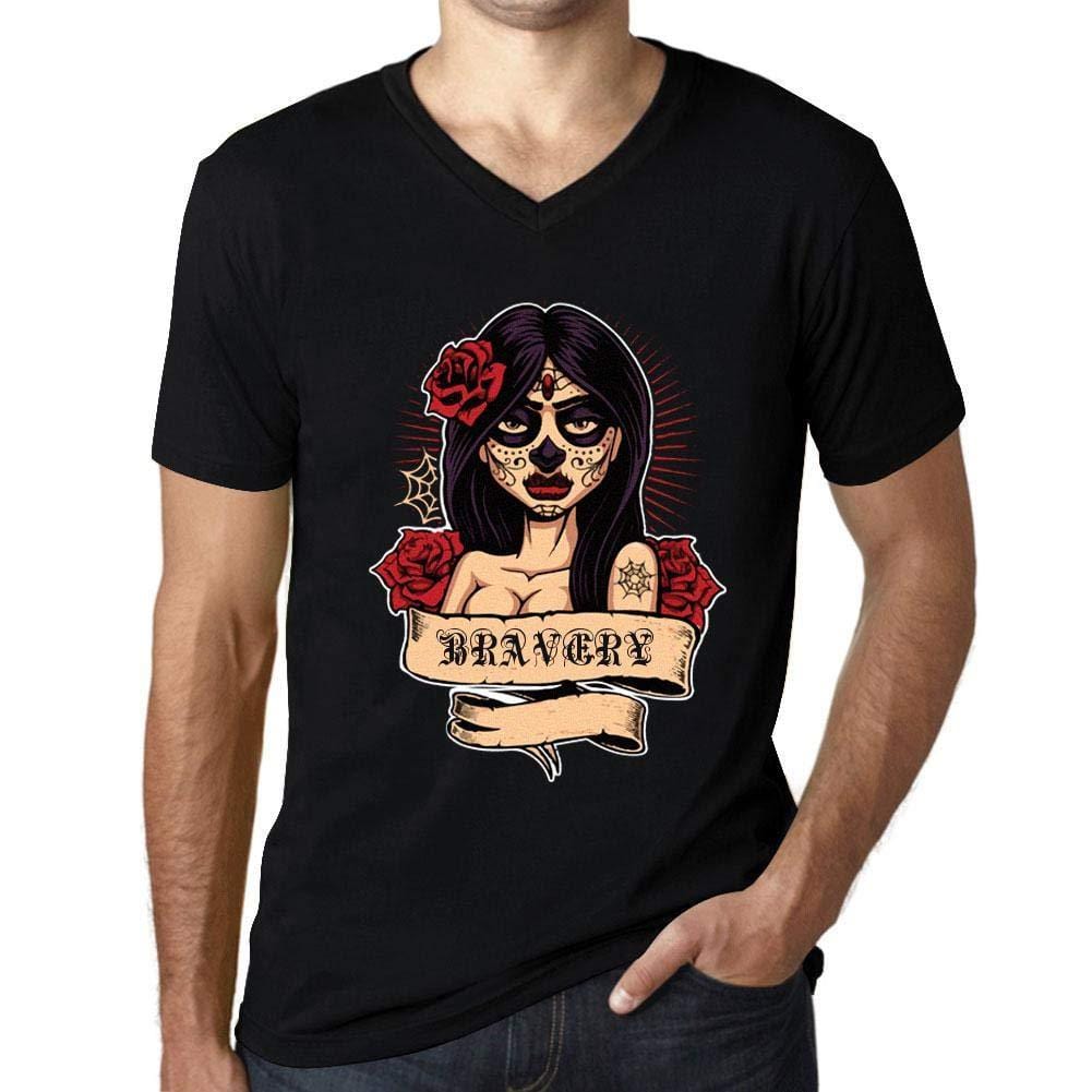 Ultrabasic - Homme Graphique Col V Tee Shirt Women Flower Tattoo Bravery