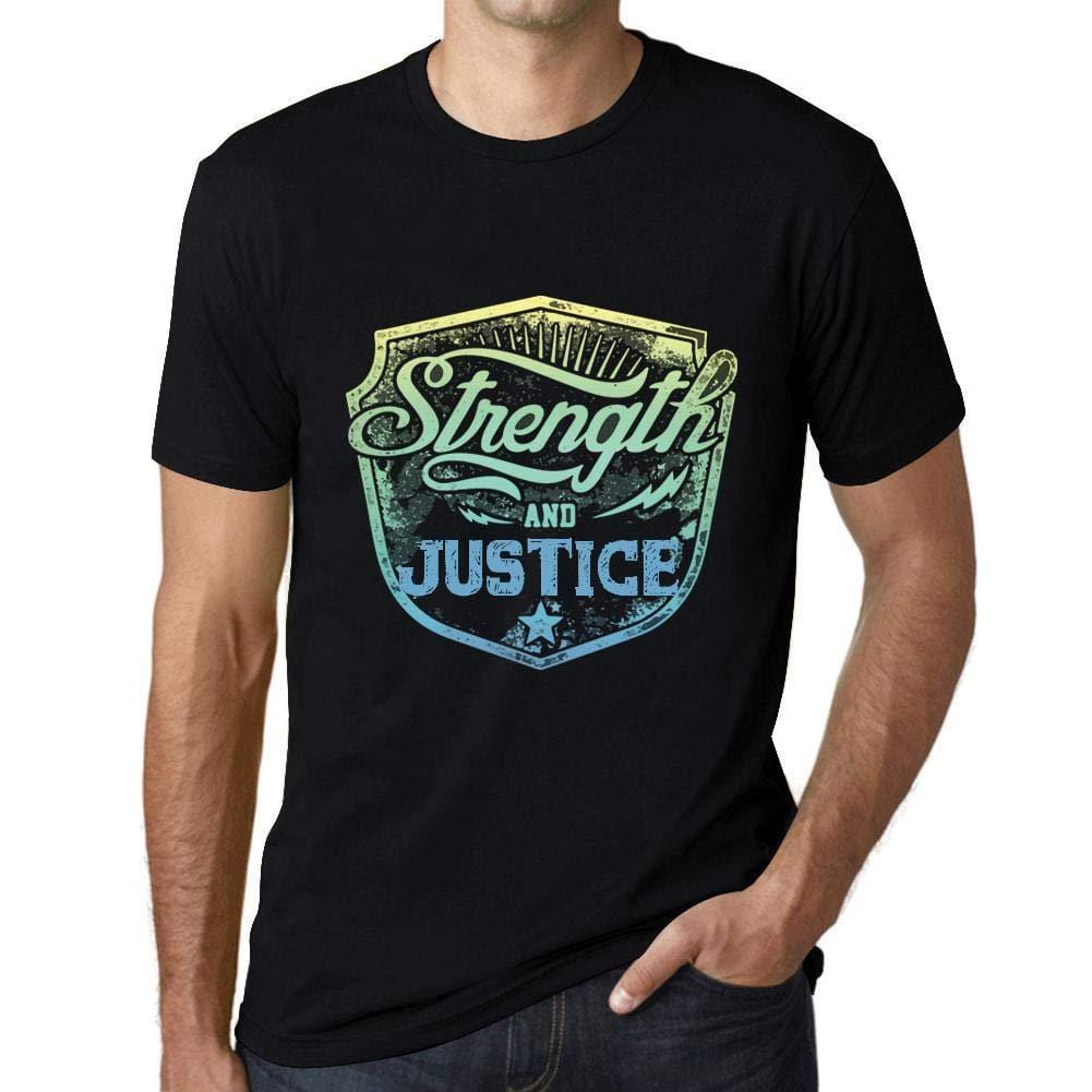 Homme T-Shirt Graphique Imprimé Vintage Tee Strength and Justice Noir Profond