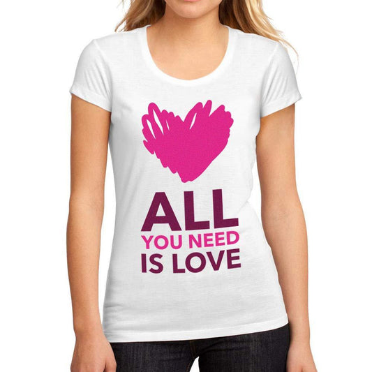 Femme Graphique Tee Shirt All You Need is Love Blanc
