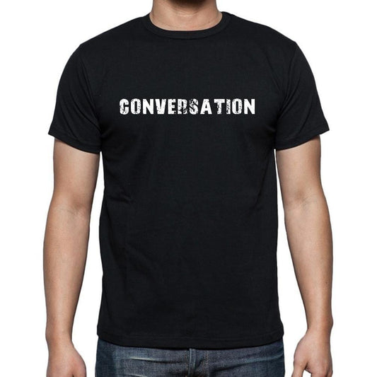 Conversation, t-Shirt pour Homme, en Coton, col Rond, Noir