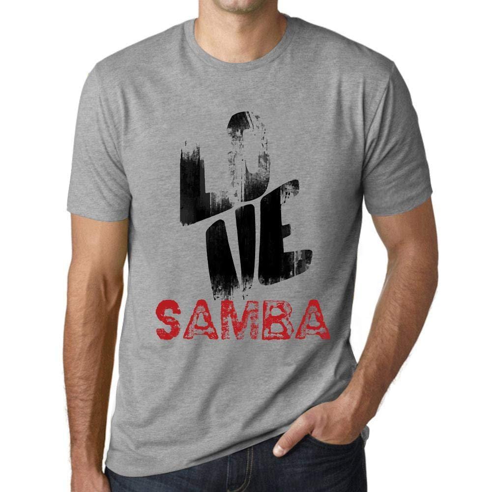 Ultrabasic - Homme T-Shirt Graphique Love Samba Gris Chiné