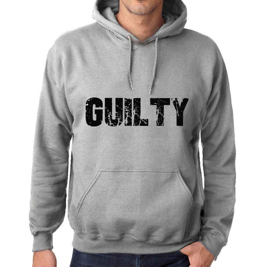 Ultrabasic Homme Femme Unisex Sweat à Capuche Hoodie Popular Words Guilty Gris Chiné