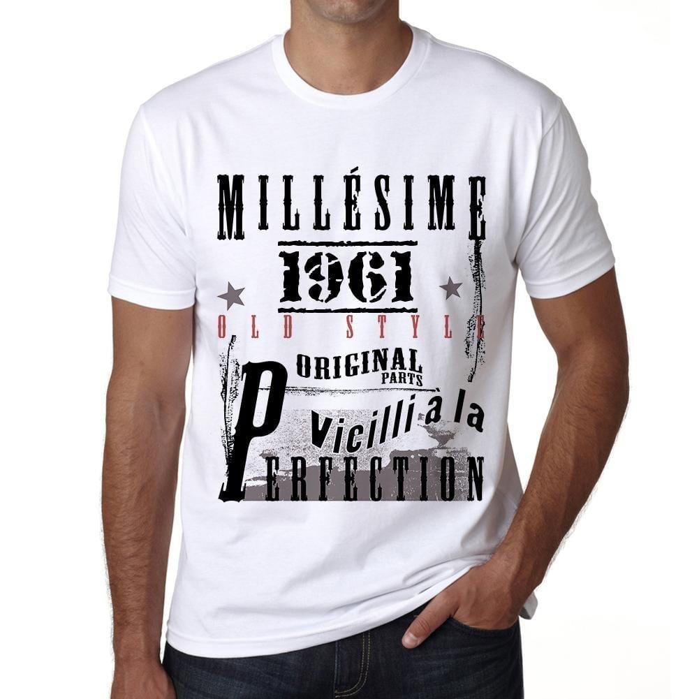 1961,Cadeaux,Anniversaire,Manches Courtes,Blanc,Homme T-Shirt