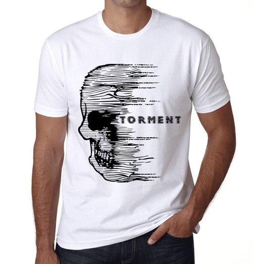 Homme T-Shirt Graphique Imprimé Vintage Tee Anxiety Skull Torment Blanc