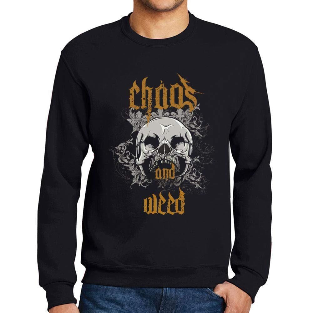 Ultrabasic - Homme Imprimé Graphique Sweat-Shirt Chaos and Weed Noir Profond