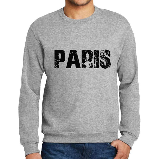 Ultrabasic Homme Imprimé Graphique Sweat-Shirt Popular Words Paris Gris Chiné