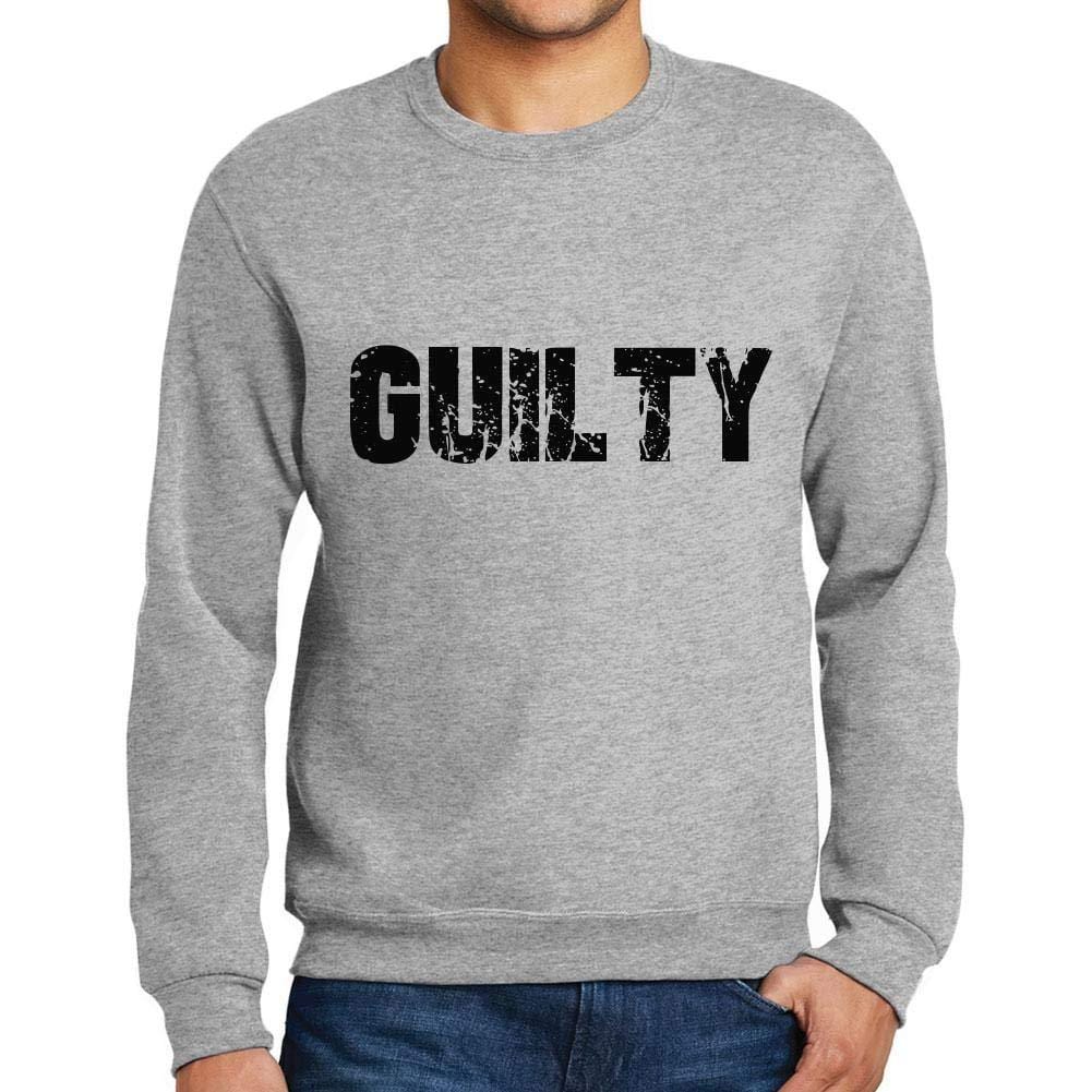 Ultrabasic Homme Imprimé Graphique Sweat-Shirt Popular Words Guilty Gris Chiné