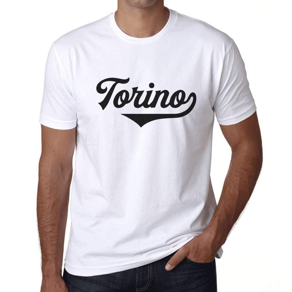 Ultrabasic - Homme Graphique Torino T-Shirt Imprimé Lettres Blanco