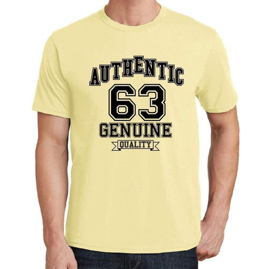 63 Authentic Genuine Yellow Mens Short Sleeve Round Neck T-Shirt 00119 - Yellow / S - Casual