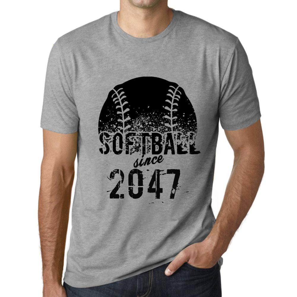 Men&rsquo;s Graphic T-Shirt Softball Since 2047 Grey Marl - Ultrabasic