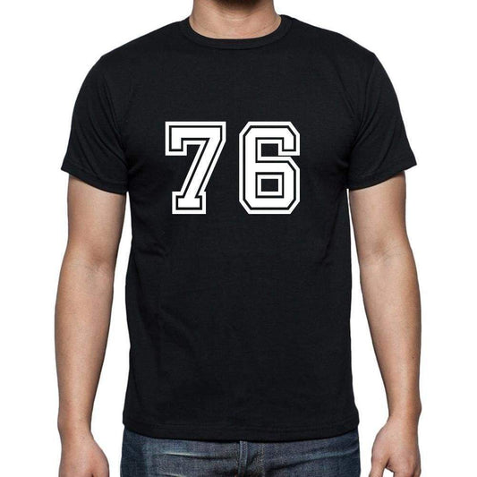 76 Numbers Black Mens Short Sleeve Round Neck T-Shirt 00116 - Casual