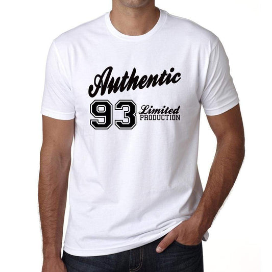 93 Authentic White Mens Short Sleeve Round Neck T-Shirt 00123 - White / L - Casual