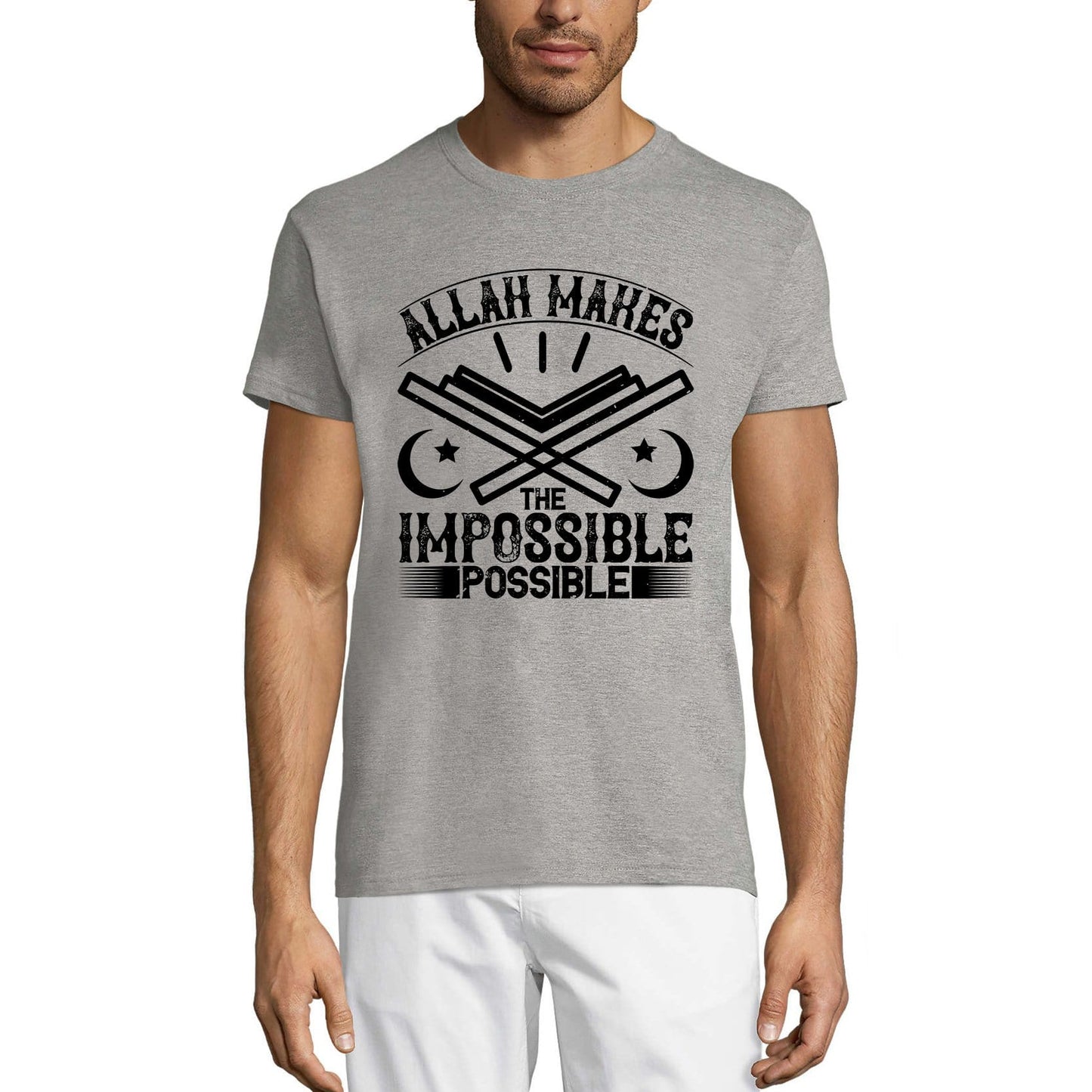 ULTRABASIC Men's T-Shirt Allah Makes the Impossible Possible - Muslim Tee Shirt