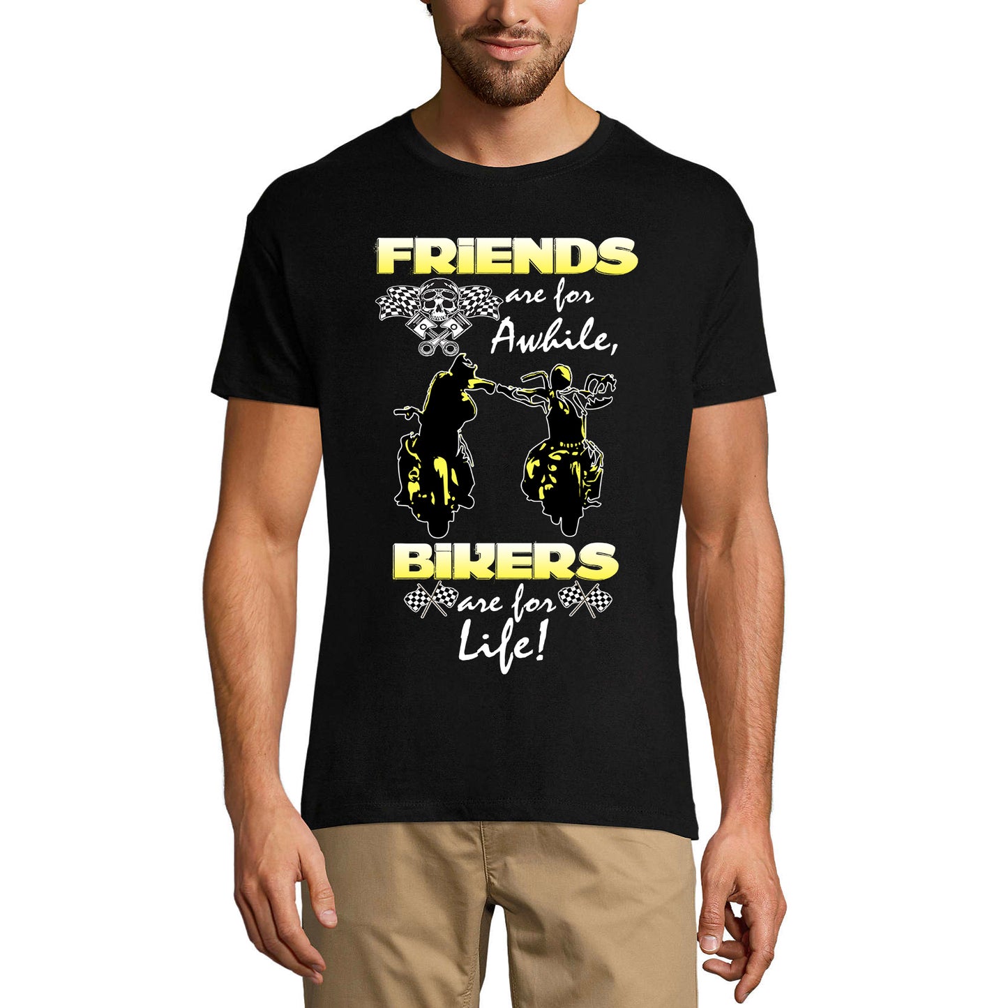 ULTRABASIC Men's T-Shirt Friends are for a Awhile Bikers are for Life - Funny Biker Tee Shirt