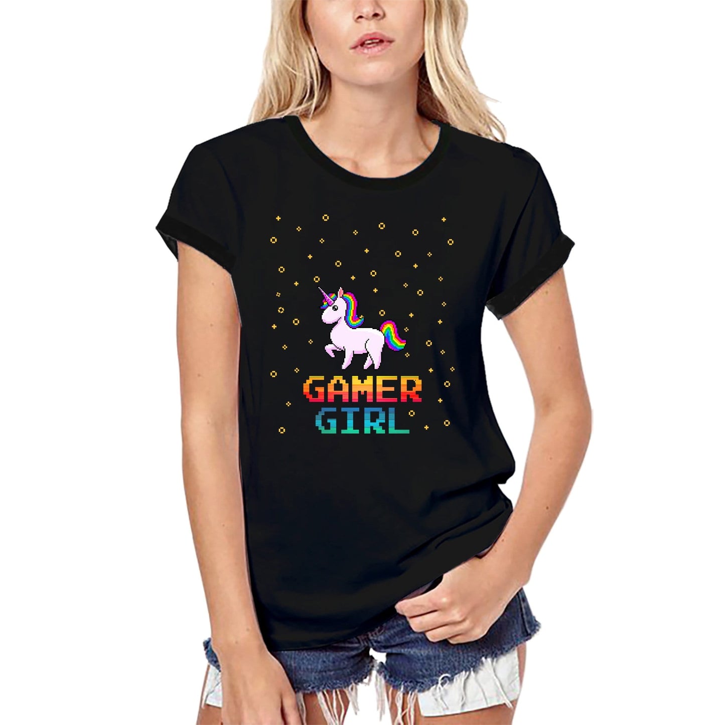 ULTRABASIC Women's Organic Gaming T-Shirt Unicorn Gamer Girl - Video Games Funny Tee Shirt