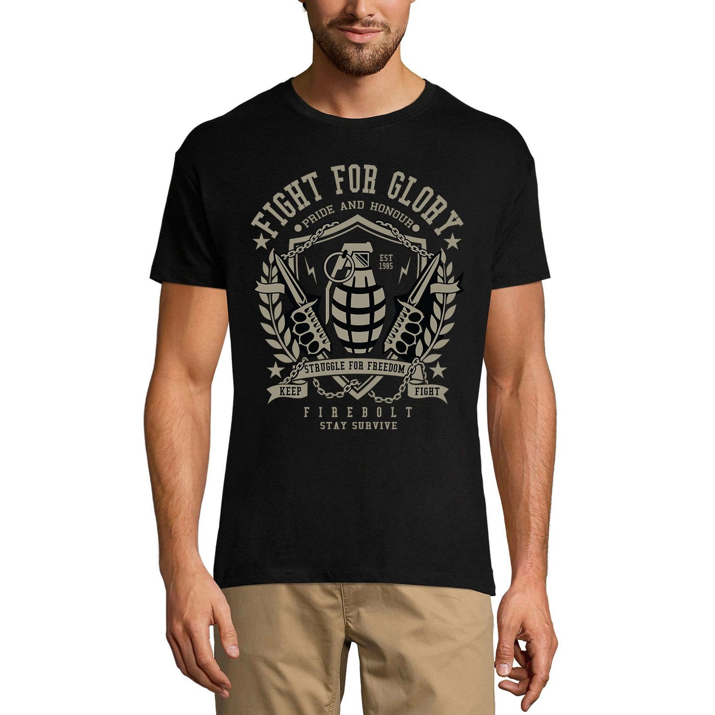 ULTRABASIC Men's T-Shirt Fight for Glory Struggle for Freedom 1985 - Grenade Tee Shirt