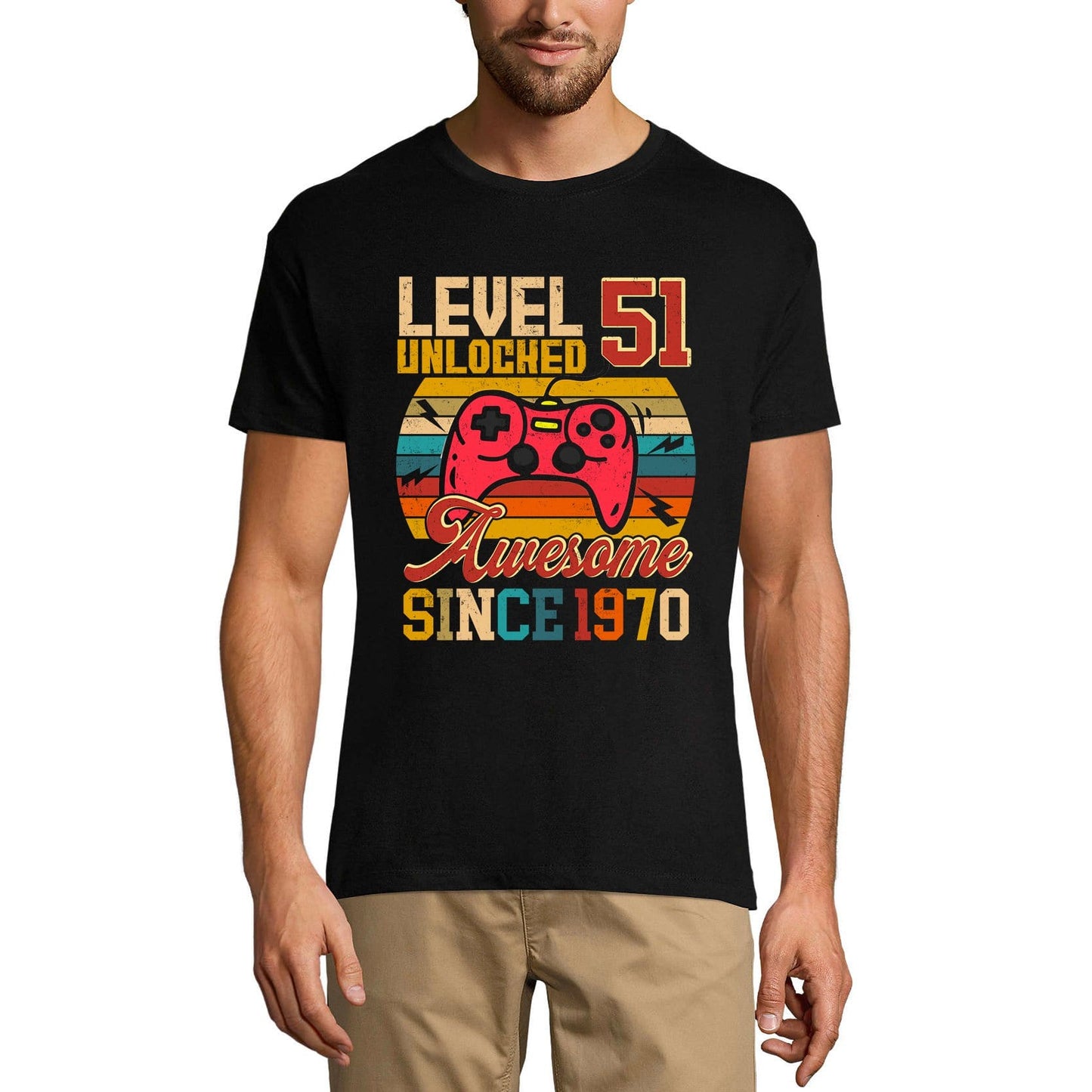 ULTRABASIC Men's Gaming T-Shirt Level 51 Unlocked - Gamer Gift Tee Shirt for 51th Birthday