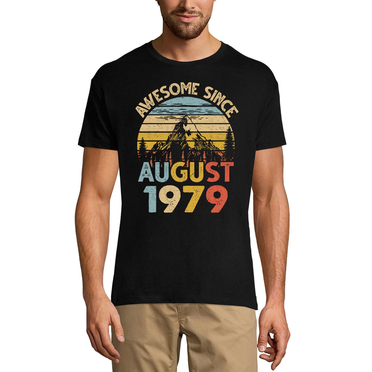 ULTRABASIC Men's T-Shirt Awesome since August 1979 - Vintage Mountain 42nd Birthday Gift Tee Shirt