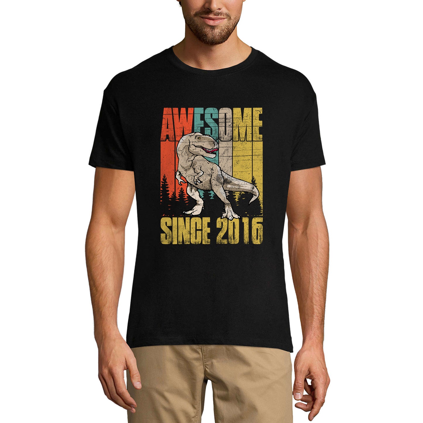 ULTRABASIC Men's T-Shirt Vintage Awesome Since 2016 - Forest Dinosaur T-Rex Tee Shirt
