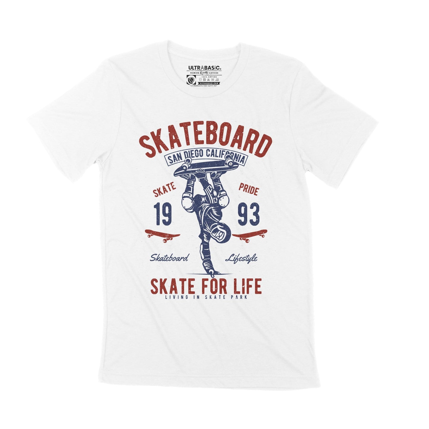 ULTRABASIC Men's T-Shirt Skateboard Skate Pride 1993 - Skate for Life Tee Shirt