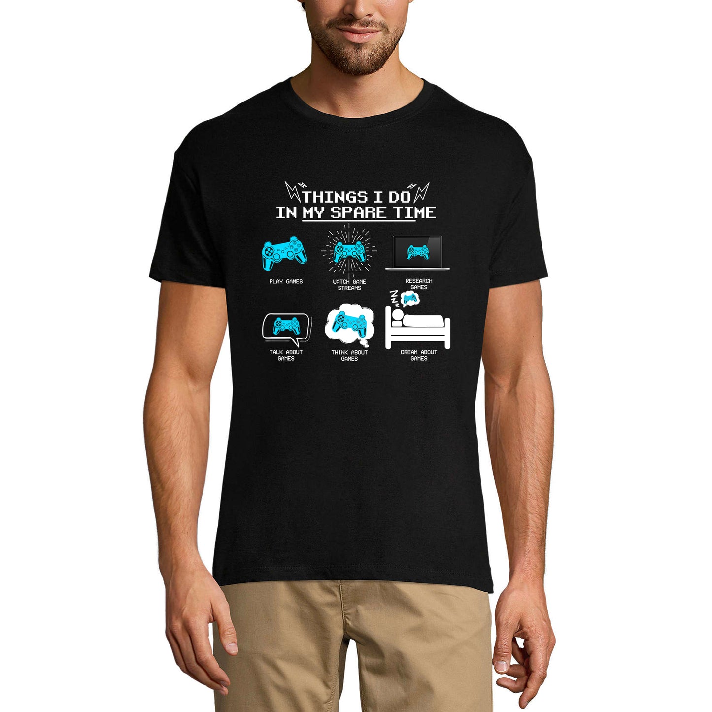 ULTRABASIC Men's Gaming T-Shirt Things I Do In My Spare Time - Shirt for Gamers