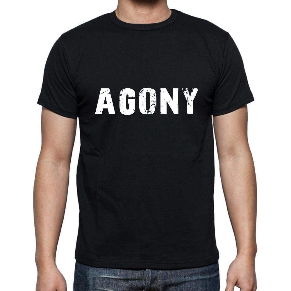 Agony Mens Short Sleeve Round Neck T-Shirt 5 Letters Black Word 00006 - Casual