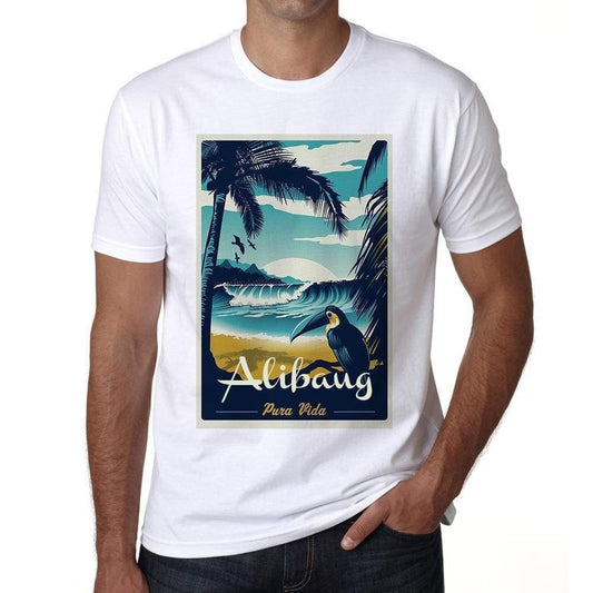 Alibaug Pura Vida Beach Name White Mens Short Sleeve Round Neck T-Shirt 00292 - White / S - Casual