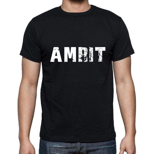 Amrit Mens Short Sleeve Round Neck T-Shirt 5 Letters Black Word 00006 - Casual