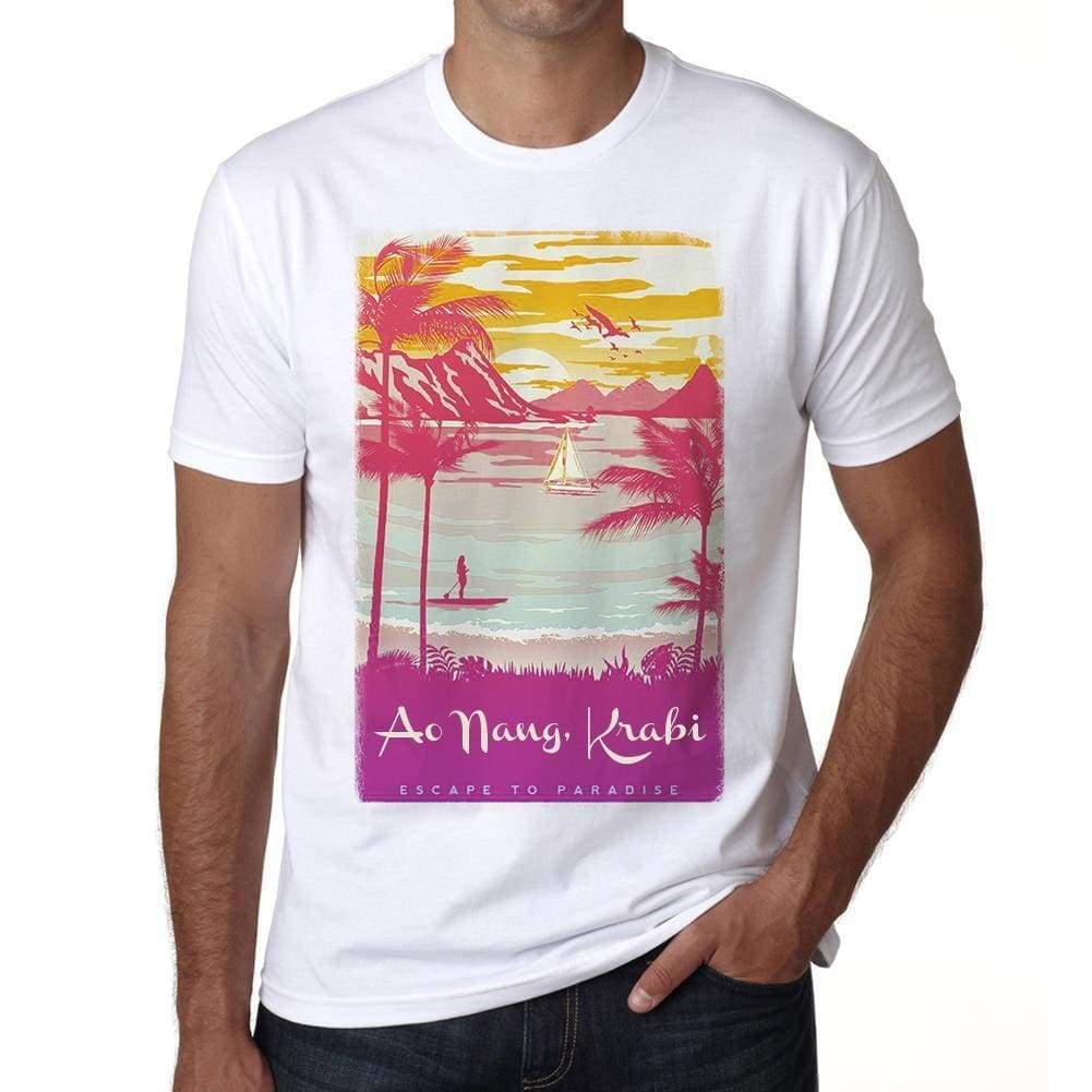 Ao Nang Krabi Escape To Paradise White Mens Short Sleeve Round Neck T-Shirt 00281 - White / S - Casual