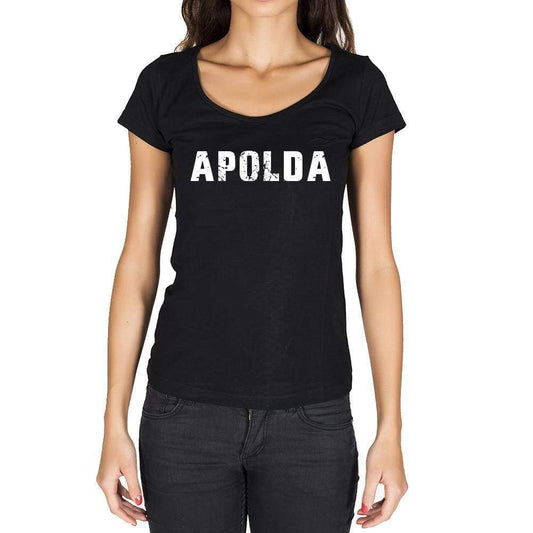 Apolda German Cities Black Womens Short Sleeve Round Neck T-Shirt 00002 - Casual
