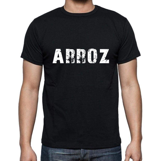Arroz Mens Short Sleeve Round Neck T-Shirt 5 Letters Black Word 00006 - Casual